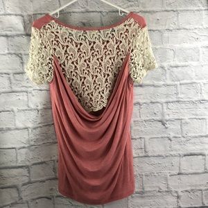 Day Trip Blouse Pink with Lace Back